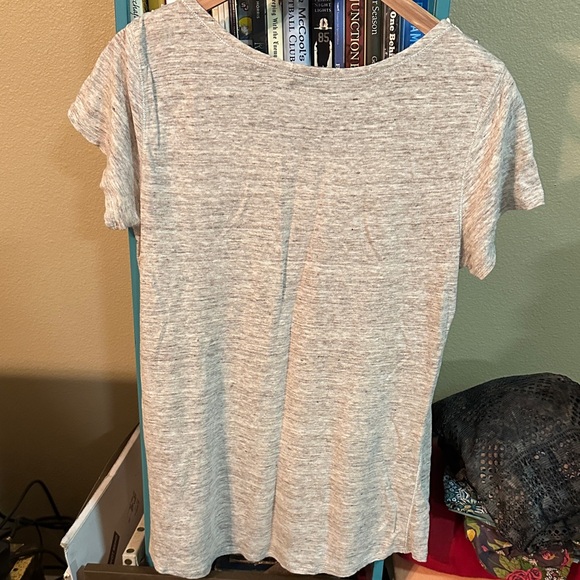 Sundance Heather Brown Lace Detail Linen Women's Tee - Picture 6 of 7